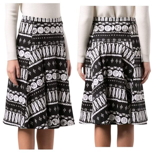Veronica Beard Woodblock Print Midi Skirt, Black/white, Size 10 - Picture 2 of 14